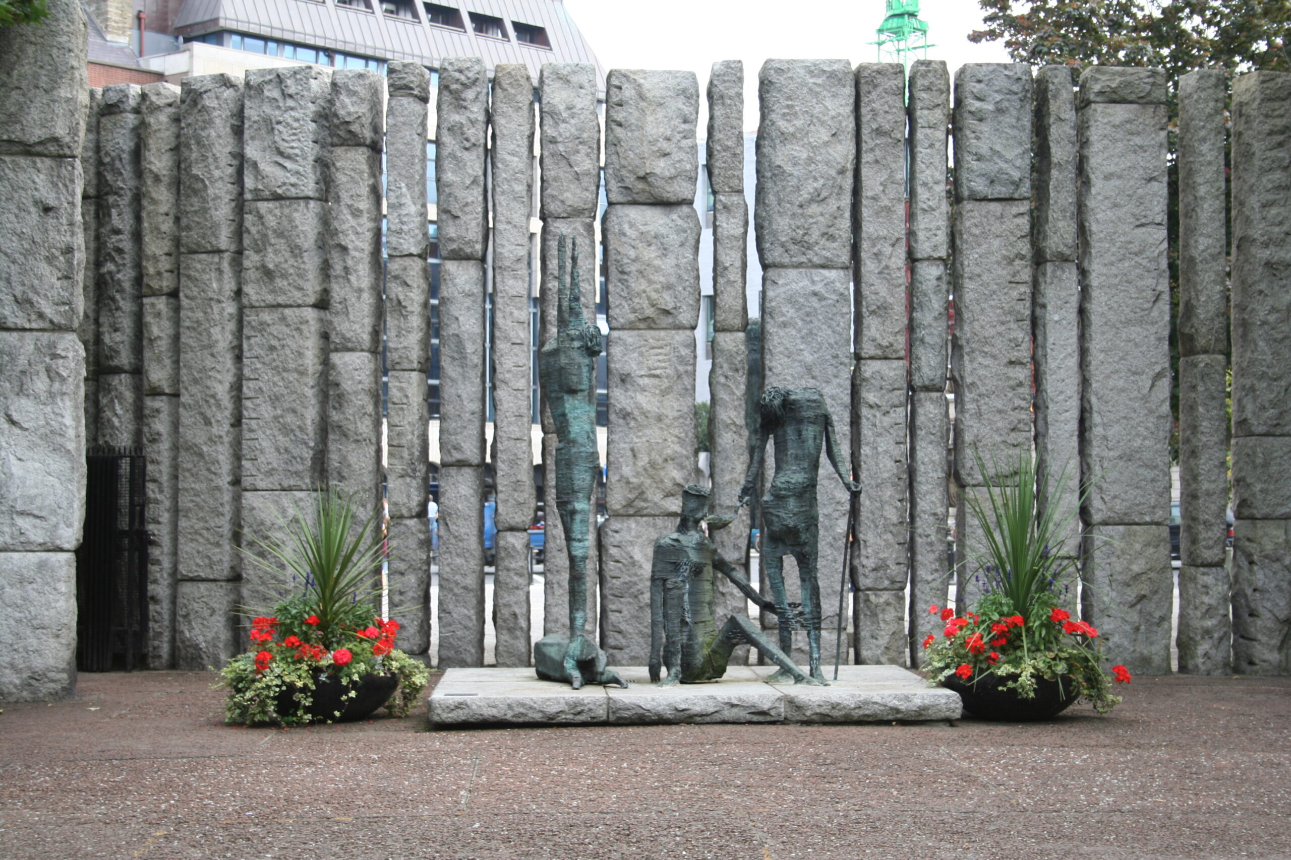 Bronze Sculpture of Wolfe Tone in front of Stone wall