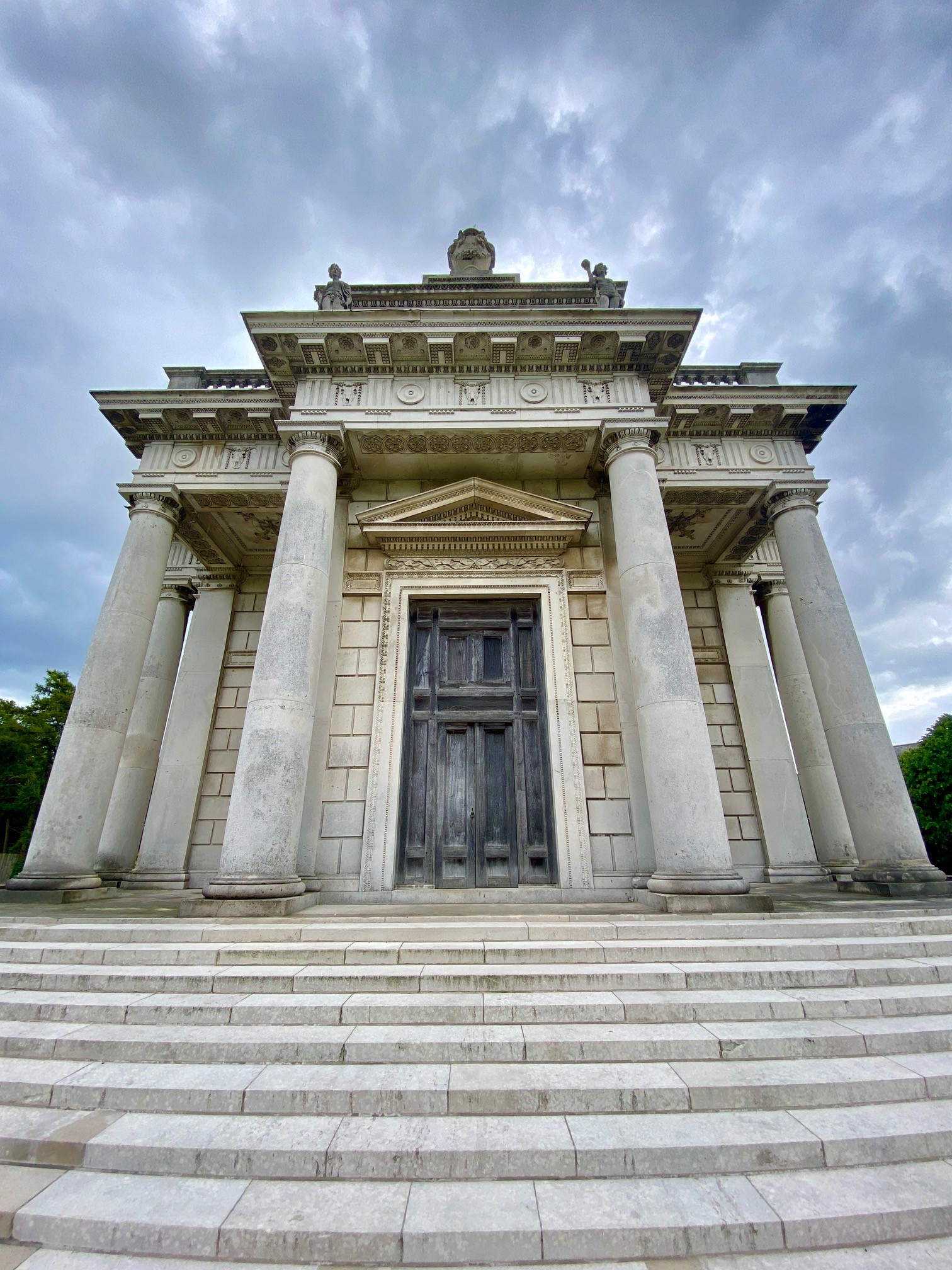 the northern facade of the Casino with its oak doors and Portland stone