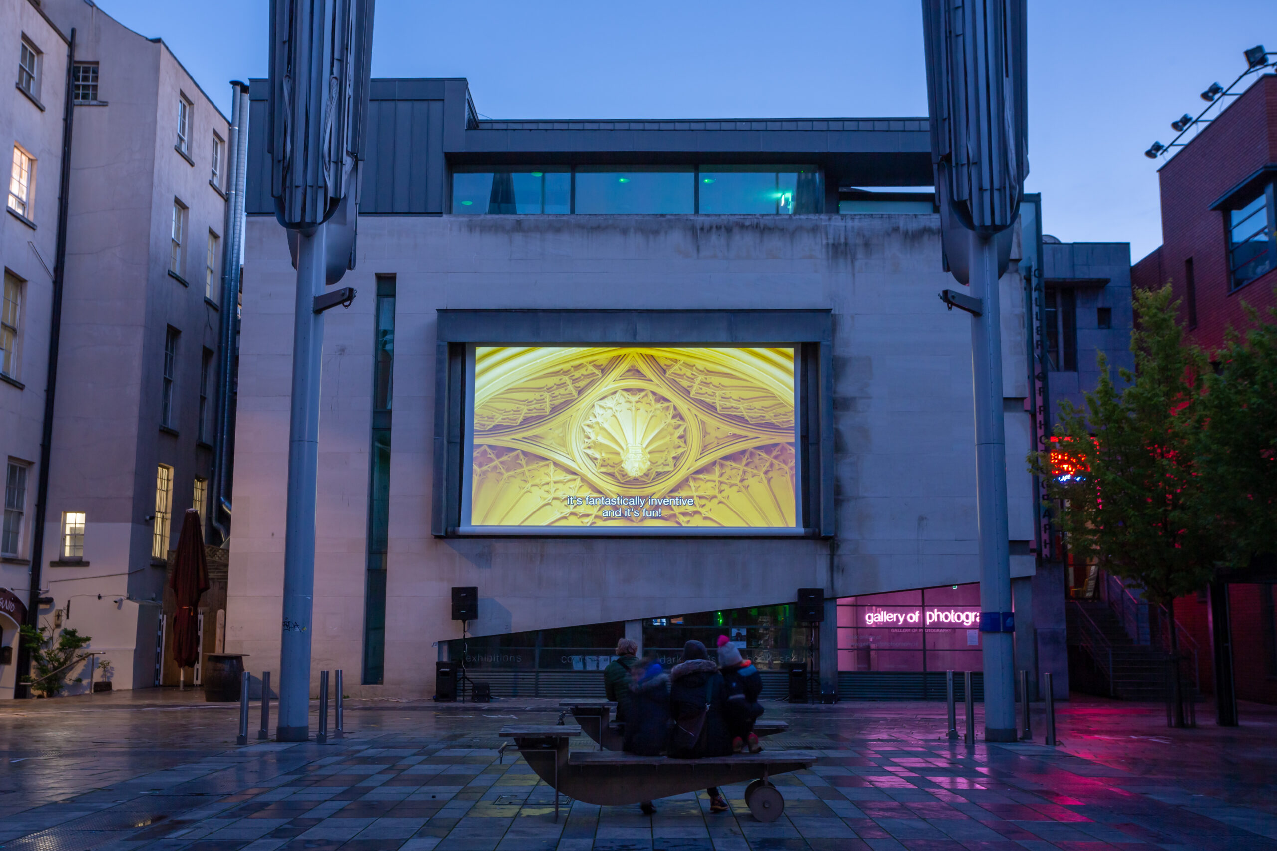Film screening on a public square